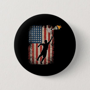 Amerikaanse Vlag Badminton Shuttle Kunst Sporten Ronde Button 5,7 Cm