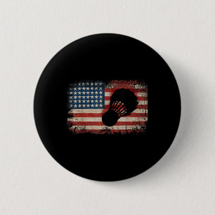 Amerikaanse Vlag Badminton Shuttle Kunst Sporten  Ronde Button 5,7 Cm