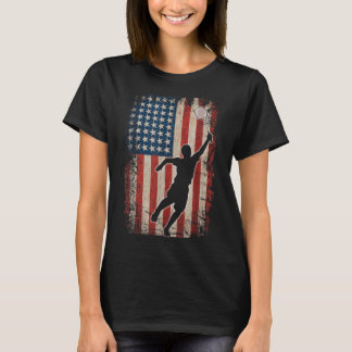 Amerikaanse Vlag Badminton Shuttle Kunst Sporten T-shirt