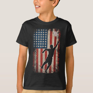 Amerikaanse Vlag Badminton Shuttle Kunst Sporten  T-shirt