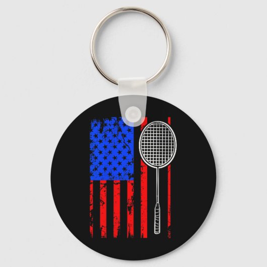 Amerikaanse Vlag Badminton  Sleutelhanger (Voorkant)