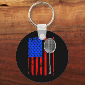 Amerikaanse Vlag Badminton  Sleutelhanger (Voorkant)