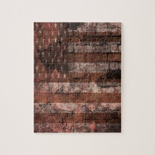 Amerikaanse Vlag Bakstenen Muur Legpuzzel (Verticaal)