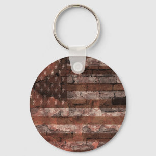 Amerikaanse Vlag Bakstenen Muur Sleutelhanger