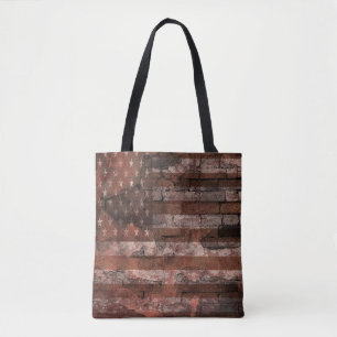 Amerikaanse Vlag Bakstenen Muur Tote Bag