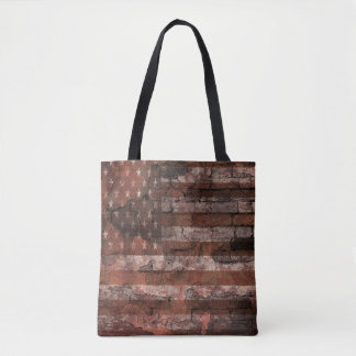Amerikaanse Vlag Bakstenen Muur Tote Bag
