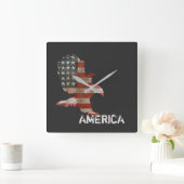 Amerikaanse vlag Bald Eagle America Vierkante Klok (Huis)