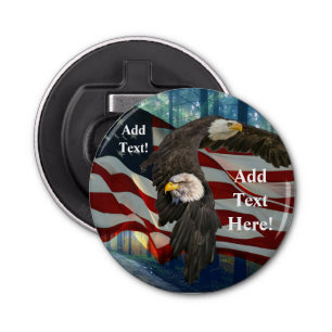 Amerikaanse vlag Bald Eagle Button Flesopener