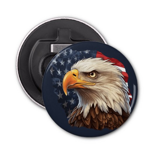 Amerikaanse vlag Bald Eagle Button Flesopener (Voorkant)