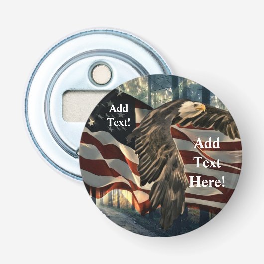 Amerikaanse vlag Bald Eagle Button Flesopener (Voorkant)