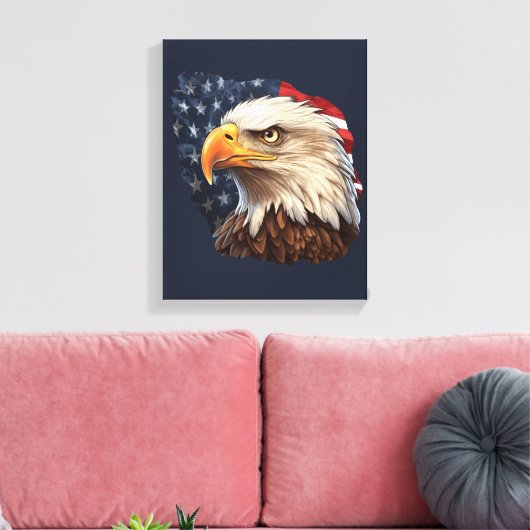 Amerikaanse vlag Bald Eagle Canvas Afdruk (Insitu (Woonkamer))