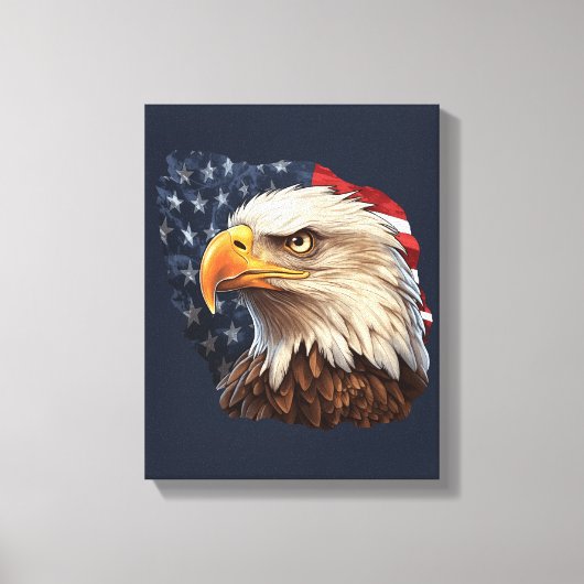 Amerikaanse vlag Bald Eagle Canvas Afdruk (Voorkant)