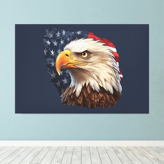 Amerikaanse vlag Bald Eagle Canvas Afdruk (Insitu (Houten vloer))