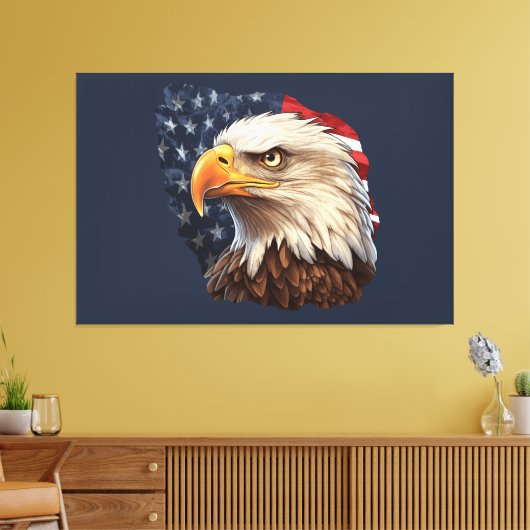 Amerikaanse vlag Bald Eagle Canvas Afdruk (Insitu (Woonkamer))