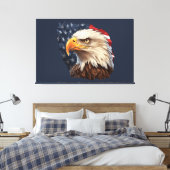 Amerikaanse vlag Bald Eagle Canvas Afdruk (Insitu (Slaapkamer))