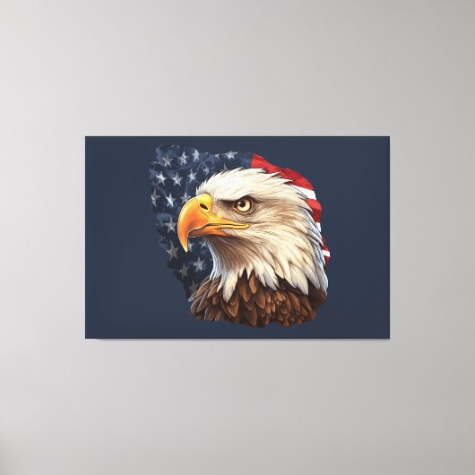Amerikaanse vlag Bald Eagle Canvas Afdruk (Voorkant)