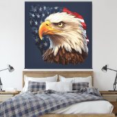 Amerikaanse vlag Bald Eagle Canvas Afdruk (Insitu (Slaapkamer))