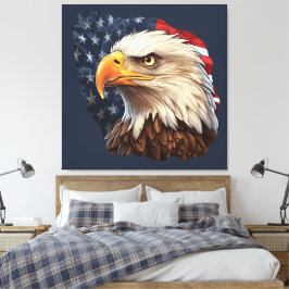 Amerikaanse vlag Bald Eagle Canvas Afdruk