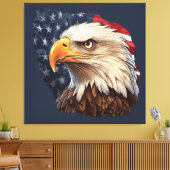 Amerikaanse vlag Bald Eagle Canvas Afdruk (Insitu (Woonkamer))