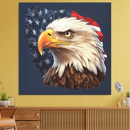 Amerikaanse vlag Bald Eagle Canvas Afdruk (Insitu (Woonkamer))