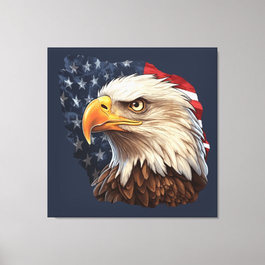Amerikaanse vlag Bald Eagle Canvas Afdruk (Voorkant)