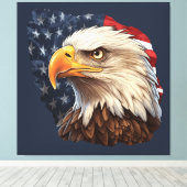 Amerikaanse vlag Bald Eagle Canvas Afdruk (Insitu (Houten vloer))