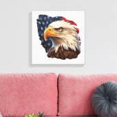 Amerikaanse vlag Bald Eagle Canvas Afdruk (Insitu (Woonkamer))