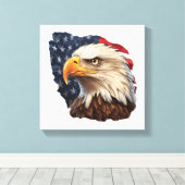 Amerikaanse vlag Bald Eagle Canvas Afdruk (Insitu (Houten vloer))
