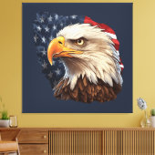 Amerikaanse vlag Bald Eagle Canvas Afdruk (Insitu (Woonkamer))