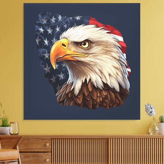 Amerikaanse vlag Bald Eagle Canvas Afdruk (Insitu (Woonkamer))