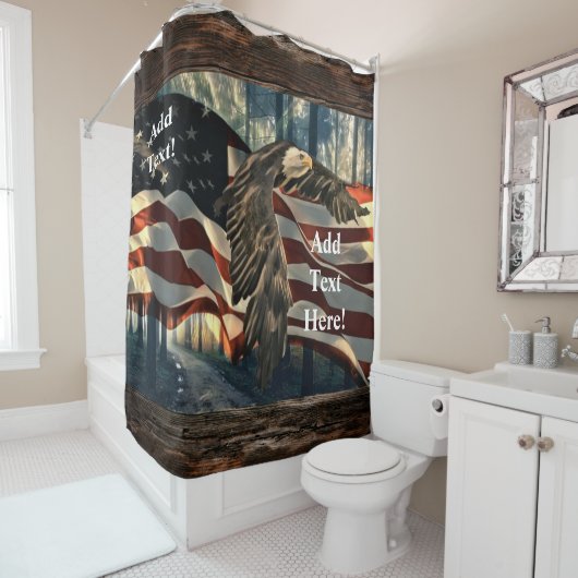 Amerikaanse vlag Bald Eagle Douchegordijn (In situ)