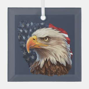 Amerikaanse vlag Bald Eagle Glas Ornament