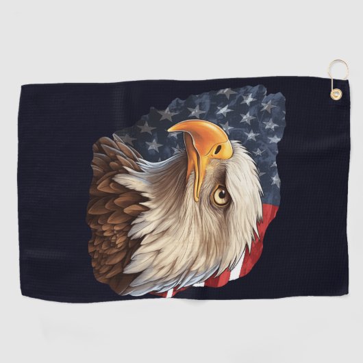 Amerikaanse vlag Bald Eagle Golfhanddoek (Horizontaal)