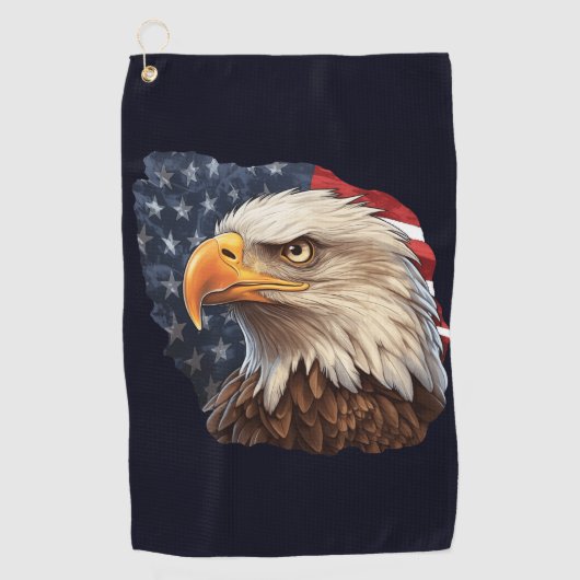 Amerikaanse vlag Bald Eagle Golfhanddoek (Voorkant)