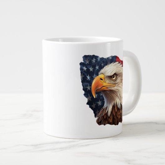 Amerikaanse vlag Bald Eagle Grote Koffiekop (Voorkant rechts)