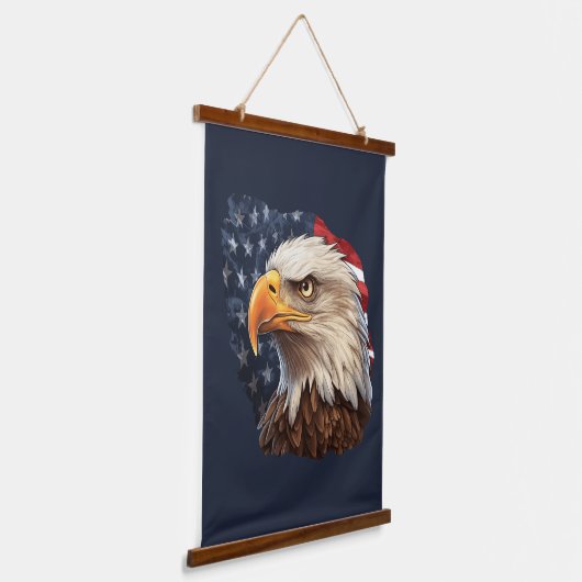 Amerikaanse vlag Bald Eagle Hangend Wandkleed (Gebogen)