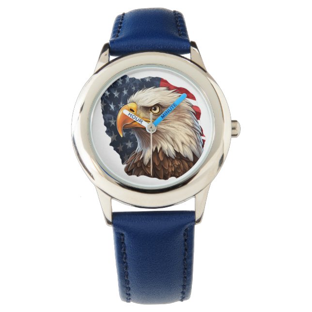 Amerikaanse vlag Bald Eagle Horloge (Voorkant)