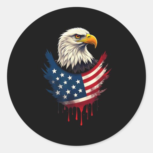 Amerikaanse vlag Bald Eagle Independence Day _2 Ronde Sticker (Voorkant)