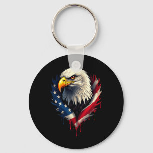 Amerikaanse vlag Bald Eagle Independence Day _3 Sleutelhanger