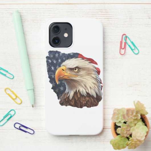 Amerikaanse vlag Bald Eagle iPhone Hoesje (Op bureau)