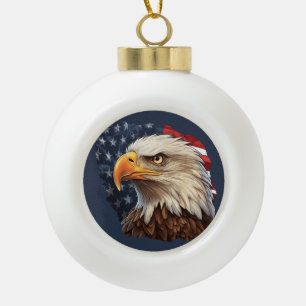 Amerikaanse vlag Bald Eagle Keramische Bal Ornament