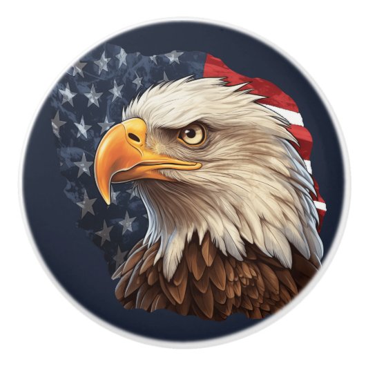 Amerikaanse vlag Bald Eagle Keramische Knop (Voorkant)