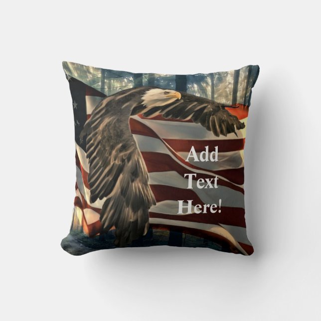 Amerikaanse vlag Bald Eagle Kussen (Voorkant)