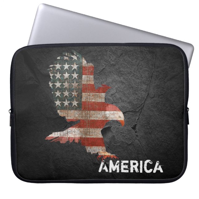 Amerikaanse vlag Bald Eagle Laptop Sleeve (Voorkant)