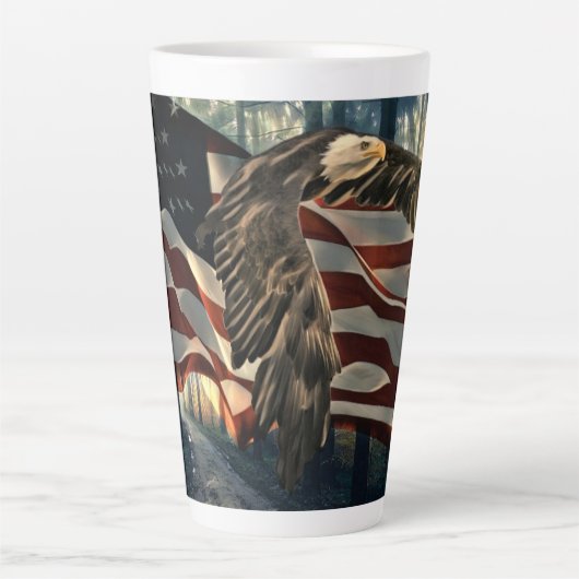 Amerikaanse vlag Bald Eagle Latte Mok (Voorkant)