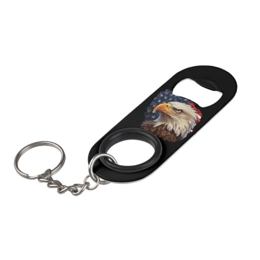 Amerikaanse vlag Bald Eagle Mini Flessenopener (Voorkant Gekanteld)