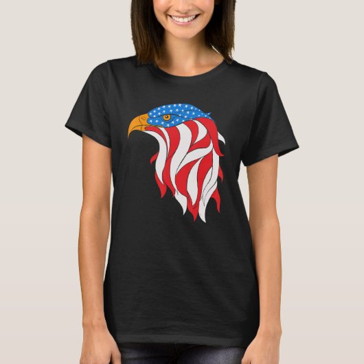 Amerikaanse vlag Bald Eagle op 4 juli T-shirt (Voorkant)