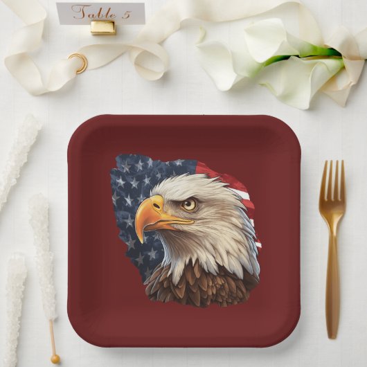 Amerikaanse vlag Bald Eagle Papieren Bordje (Huwelijk)