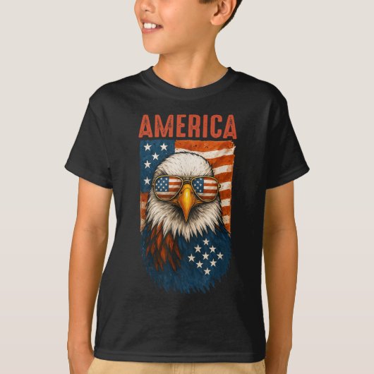 Amerikaanse vlag Bald Eagle Patriotic 4 juli Veren T-shirt (Voorkant)