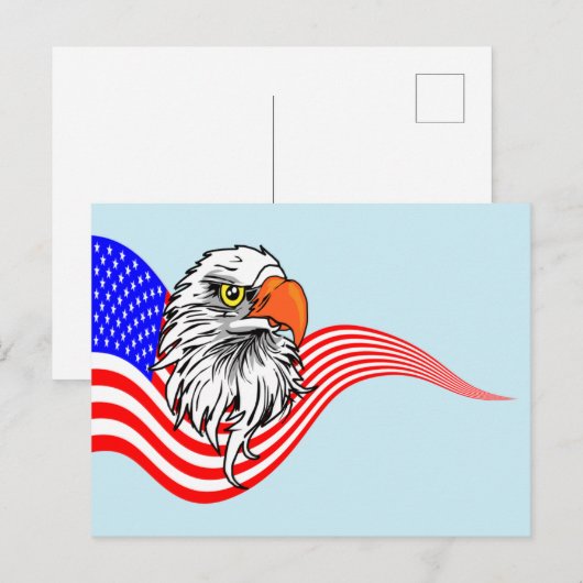Amerikaanse vlag Bald Eagle Patriotic art Briefkaart (Voorkant / Achterkant)